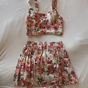 Floral Crop Top and Skirt Set